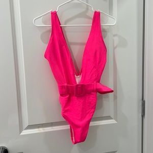 Barbie pink LOW cut, high waisted swim suit.